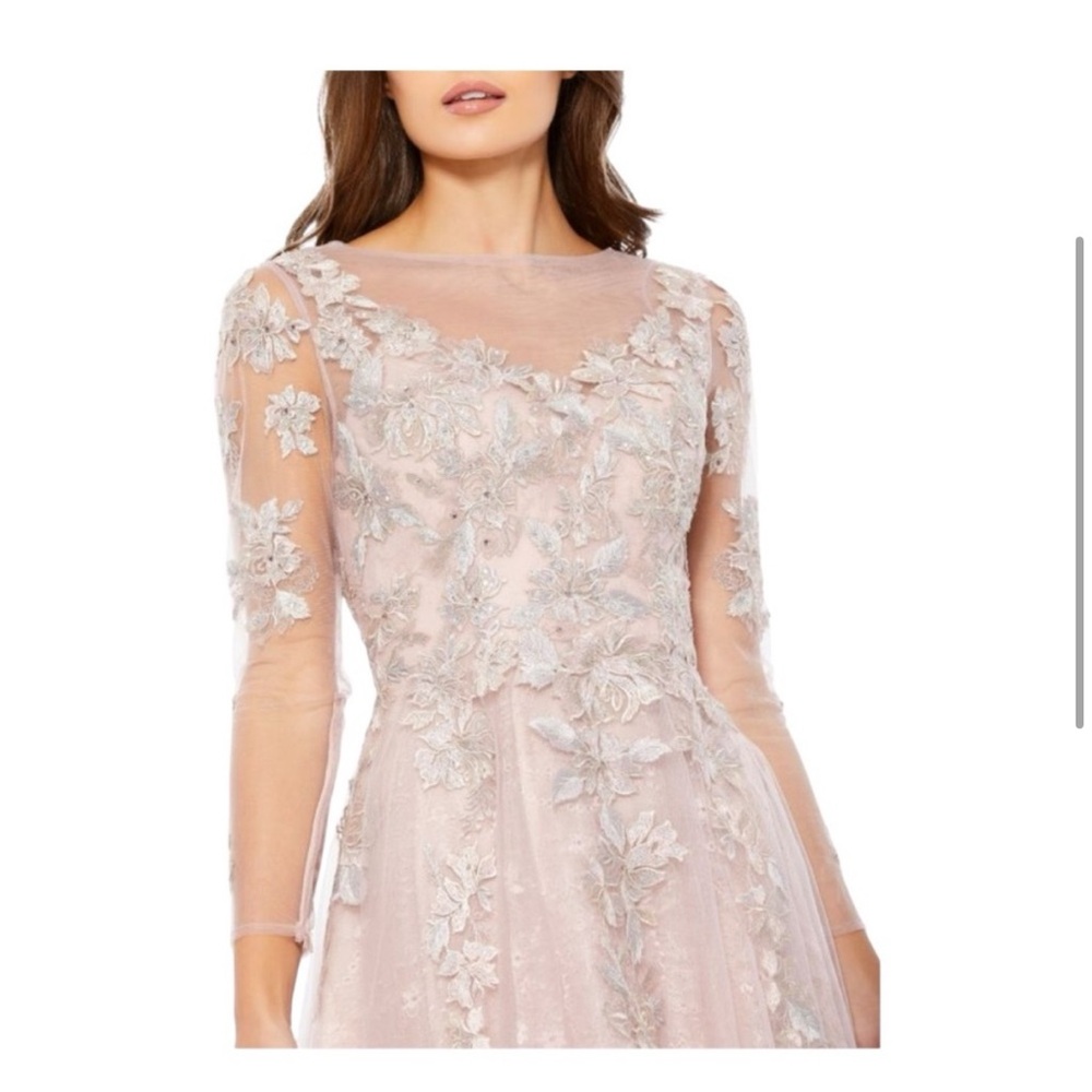 New | Mac DUGGAL 30681 Lace Tulle A Line Midi Dress in Vintage Lilac 16 - Picture 3 of 4